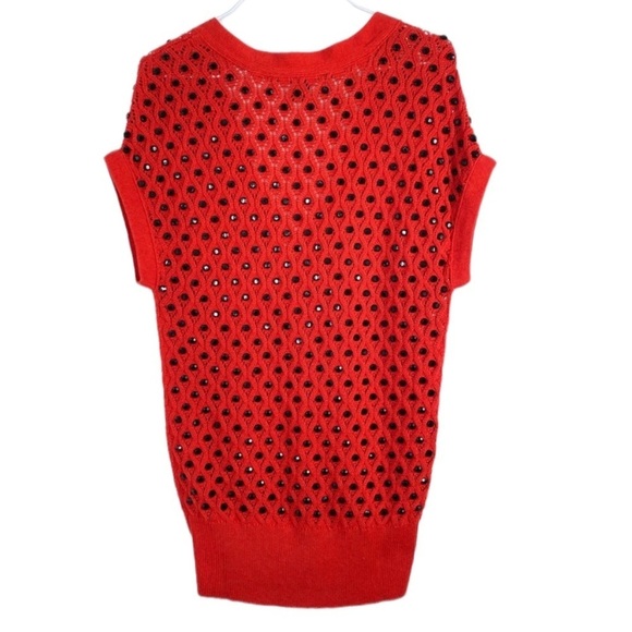 MARC by Marc Jacobs Wove Dots Button Blend Silk Knit  Sweater in Red - Picture 8 of 8